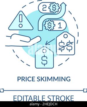 Price skimming turquoise concept icon Stock Vector