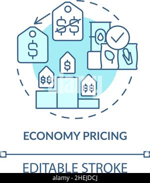 Economy pricing turquoise concept icon Stock Vector