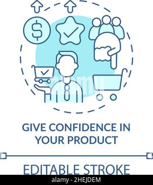Give confidence in product turquoise concept icon Stock Vector