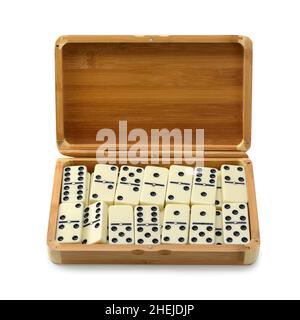 domino in box isolated on white background Stock Photo