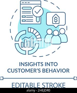 Insights into customer behavior turquoise concept icon Stock Vector