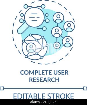 Complete user research turquoise concept icon Stock Vector
