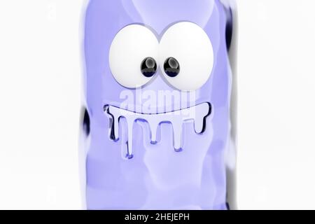 3d illustration of a purple transparent monster that looks like a melted icicle. Cute ghost for baby design Stock Photo