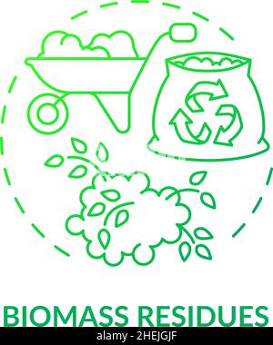 Biomass residues green gradient concept icon Stock Vector