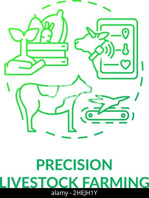 Precision livestock farming green gradient concept icon Stock Vector