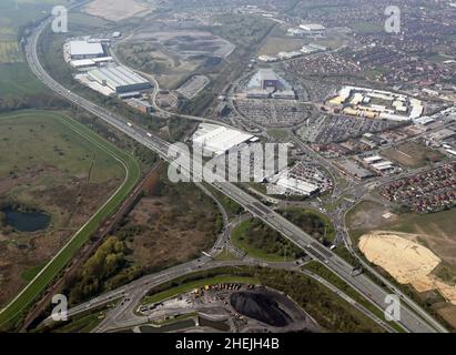 aerial view of Junction 32 Outlet Shopping centre, Glasshoughton ...