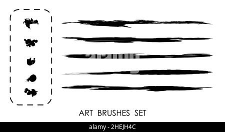 paint ART BRUSHES SET. Droped blots and dots. Set for decorative frames and strokes. Vector Stock Vector