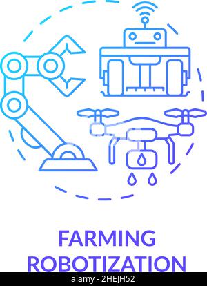 Farming robotization blue gradient concept icon Stock Vector