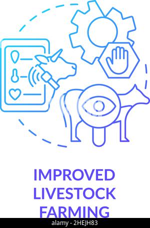 Improved livestock farming blue gradient concept icon Stock Vector