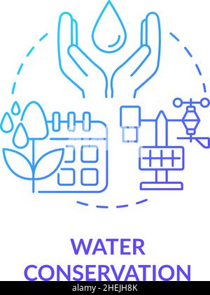 Water conservation blue gradient concept icon Stock Vector