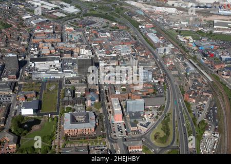 aerial view of Middlesbrough in the North East of England Stock Photo