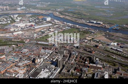 aerial view of Middlesbrough in the North East of England Stock Photo