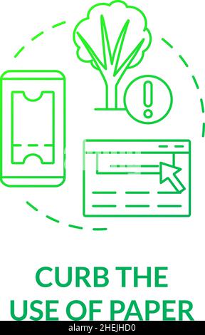 Curb use of paper green gradient concept icon Stock Vector