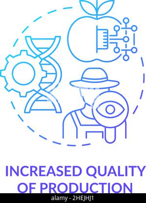 Increased quality of production blue gradient concept icon Stock Vector