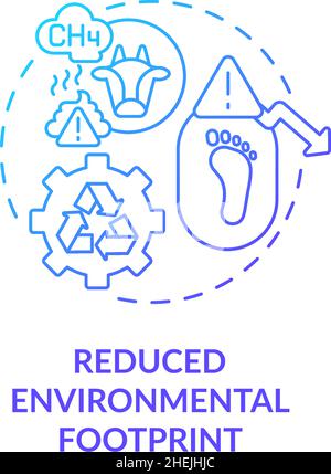 Reduced environmental footprint blue gradient concept icon Stock Vector