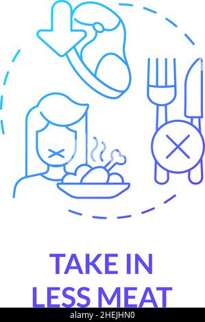 Take in less meat blue gradient concept icon Stock Vector