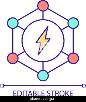 Electric power distribution system RGB color icon Stock Vector