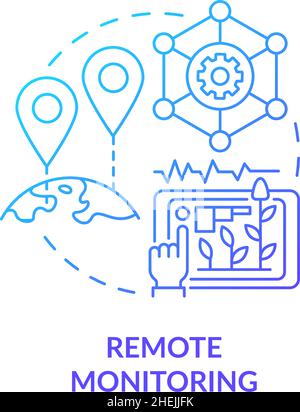 Remote monitoring blue gradient concept icon Stock Vector