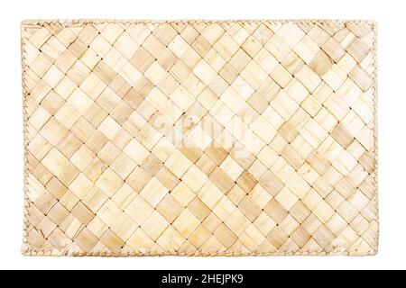 Brown wicker woven table mat isolated on white background Stock Photo