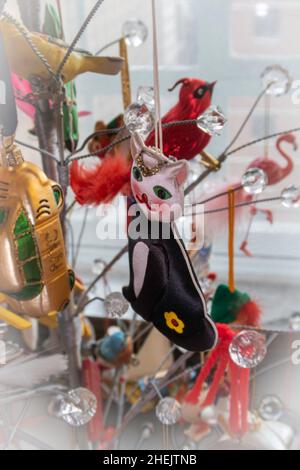 Modern Glass & Metal Christmas Tree, USA Stock Photo