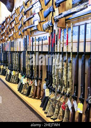 Hunting Rifles Section, Rifle Aisle, Scheels Sporting Goods Store, Great Falls, Montana, USA Stock Photo