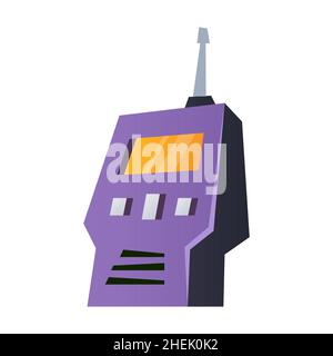 Radio set - modern flat design single isolated object. Neat detailed image of purple communicator operating at different frequencies and allowing you Stock Vector