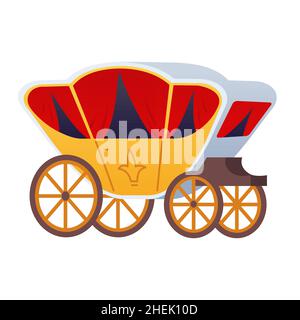 Royal carriage - modern flat design style single isolated object. Neat detailed image of vehicle for royalty or nobility. Medieval, fairy tale aesthet Stock Vector