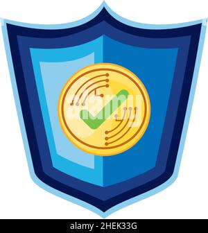 bitcoin in shield Stock Vector