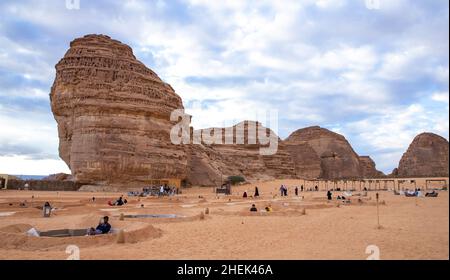 Al Ula, Saudi Arabia, 2nd. January 2022: famous Elephant Rock in Al Ula, Saudi Arabia Stock Photo