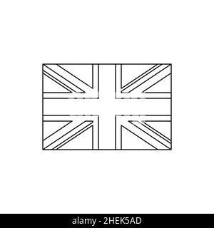 Black outline flag of United Kingdom. Thin line vector icon Stock Vector