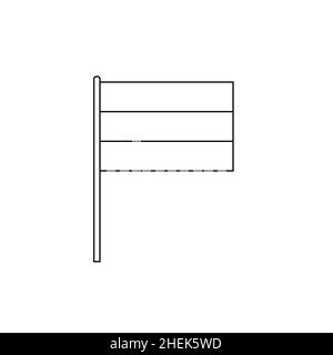 Black outline horizontal flag on of Germany or Russia. Thin line vector icon Stock Vector