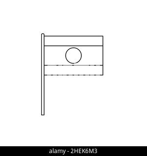 Black outline flag on of Laos. Thin line vector icon Stock Vector