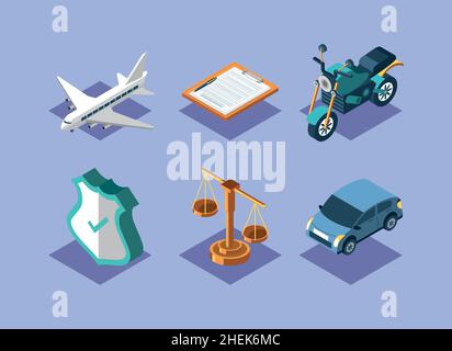 insurance service isometric Stock Vector