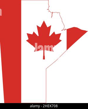 Flat vector administrative flag map of the Canadian province of MANITOBA combined with official flag of CANADA Stock Vector