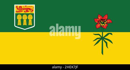 Official current vector flag of the Canadian province of SASKATCHEWAN, CANADA Stock Vector