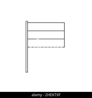 Black outline horizontal flag on of Germany or Russia. Thin line vector icon Stock Vector