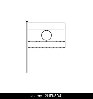 Black outline flag on of Laos. Thin line vector icon Stock Vector