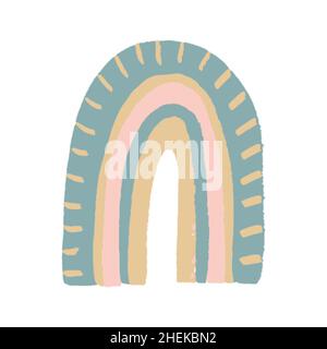 Vector Baby Pastel Rainbow. Cute Nursery Doodle Illustration. Hand Drawn Design Element for Scandinavian Wallpaper and Kids Print. Stock Vector