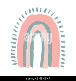 Vector Baby Pastel Rainbow. Cute Nursery Doodle Illustration. Hand Drawn Design Element for Scandinavian Wallpaper and Kids Print. Stock Vector