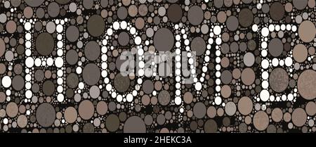 The word home made of white circles in between brown circles Stock Vector