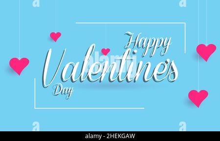 Happy Valentine's Day, 14th February. heart connect vector banner template for banner, card, poster, background. Stock Vector