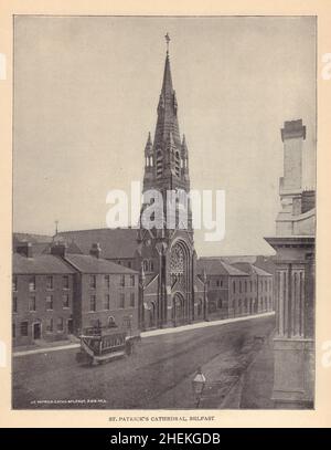 St. Patrick's Cathedral, Belfast. Ireland 1905 old antique print picture Stock Photo