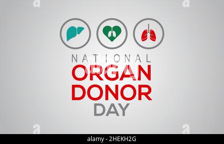 National Organ Donor day, February 14. Vector template Design for banner, card, poster, background. Stock Vector