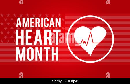 American Heart Month in February. Vector template Design for banner, card, poster, background. Stock Vector