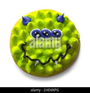 Halloween Monster Cookie Cut Out on White. Stock Photo