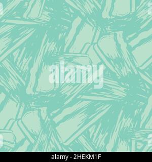Abstract woodcut 1920s Bauhaus style. Seamless vector pattern background. Bold sharp edged, serrated shapes in overlapping criss cross design. Aqua Stock Vector
