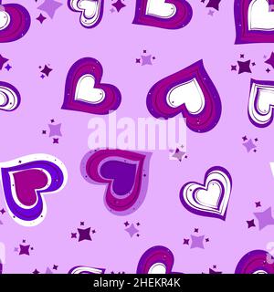 Seamless repeating pattern of hearts of different sizes Stock Vector