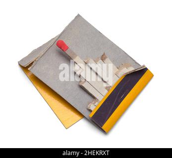 Used Book of Matches Cut Out on White. Stock Photo