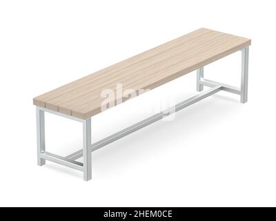 Outdoor wood bench on white background Stock Photo