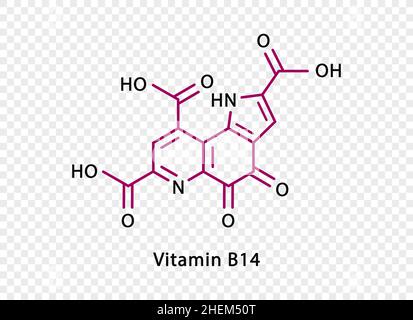 Vitamin B14 chemical formula. Vitamin B14 structural chemical formula isolated on transparent background. Stock Vector